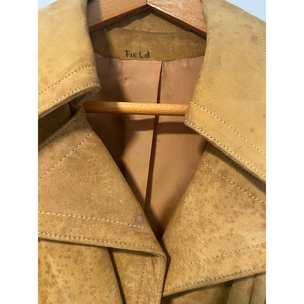 1970s RARE Vintage Leather Patchwork Trench Coat Removable Bottom Small JL - Picture 9 of 16